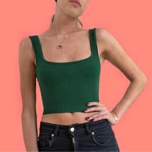 Zara size XS-s Green Ribbed Women's Crop Top